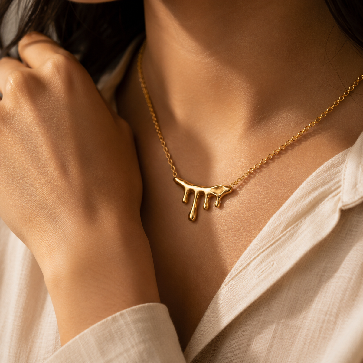 Molten DRIP Necklace | Gold-Tone - For Women | Includes: Necklace
