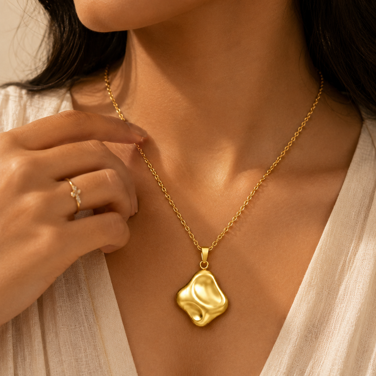 Ripple ORGANIC PENDANT Necklace | Gold-Tone - For Women | Includes: Necklace