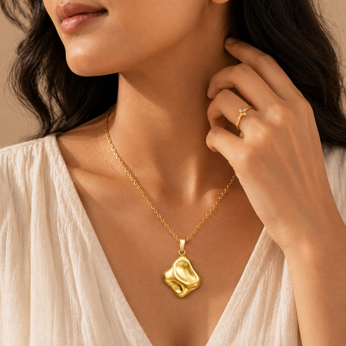 Ripple ORGANIC PENDANT Necklace | Gold-Tone - For Women | Includes: Necklace