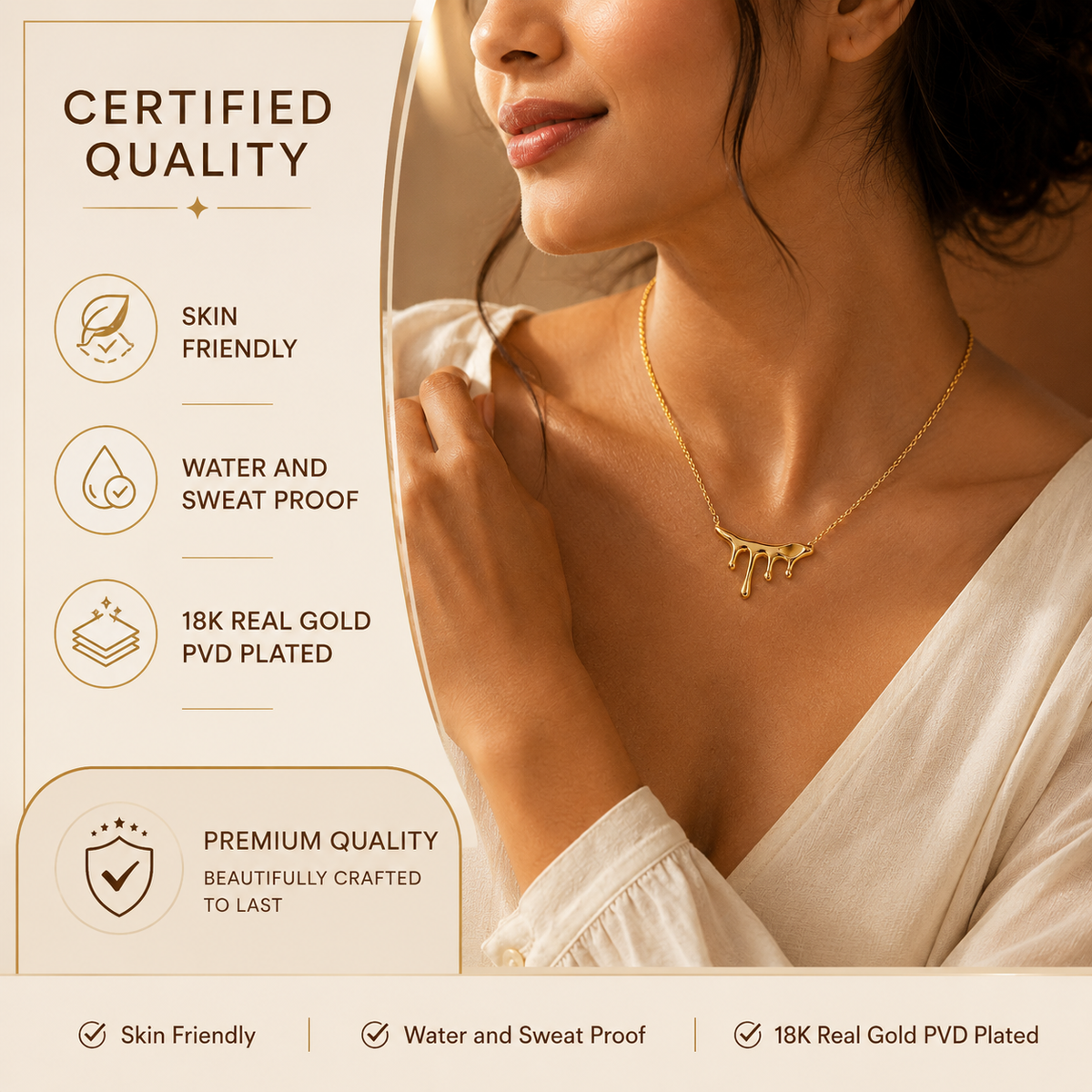 Molten DRIP Necklace | Gold-Tone - For Women | Includes: Necklace