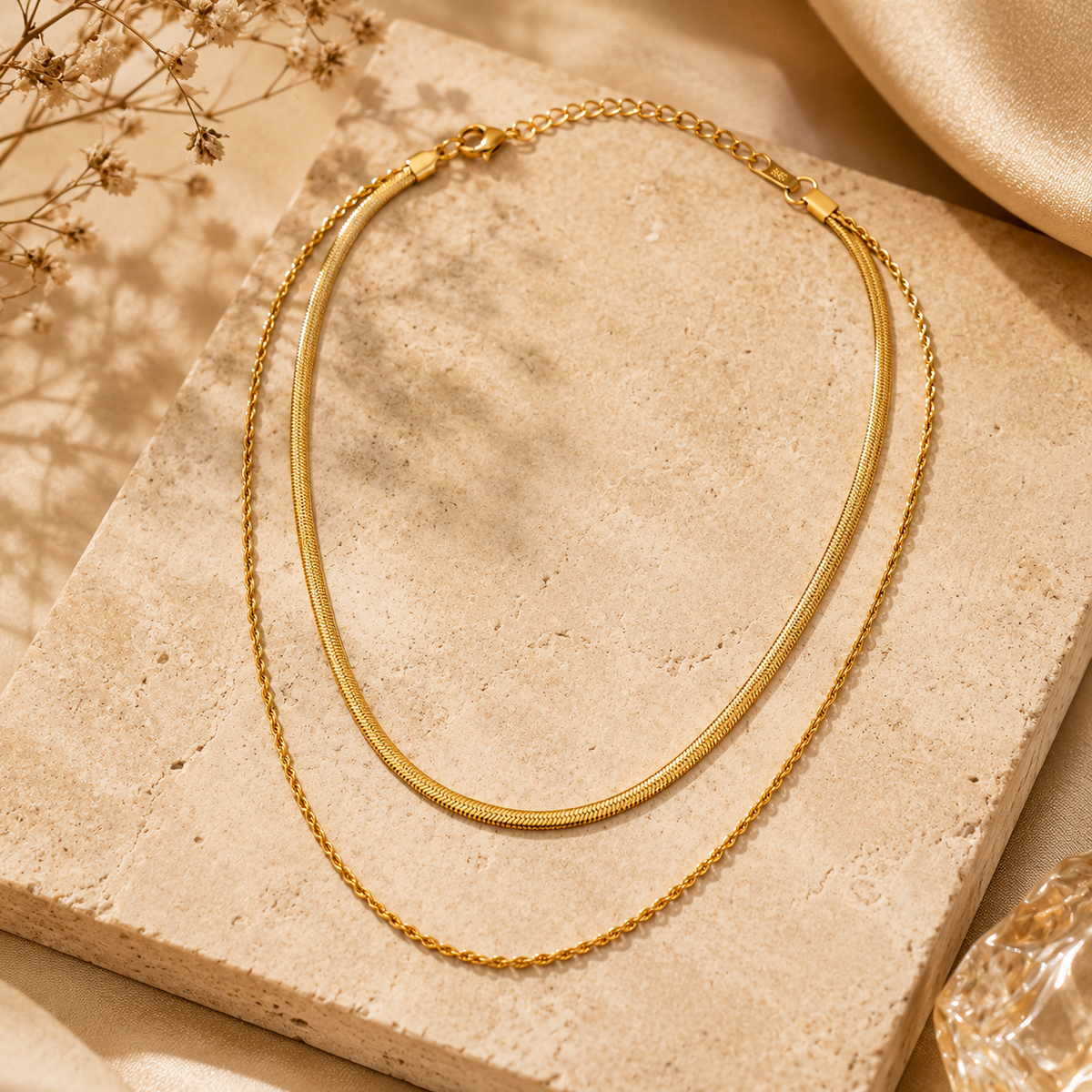 Drape SNAKE & ROPE LAYERED Necklace | Gold-Tone - For Women | Includes: Necklace