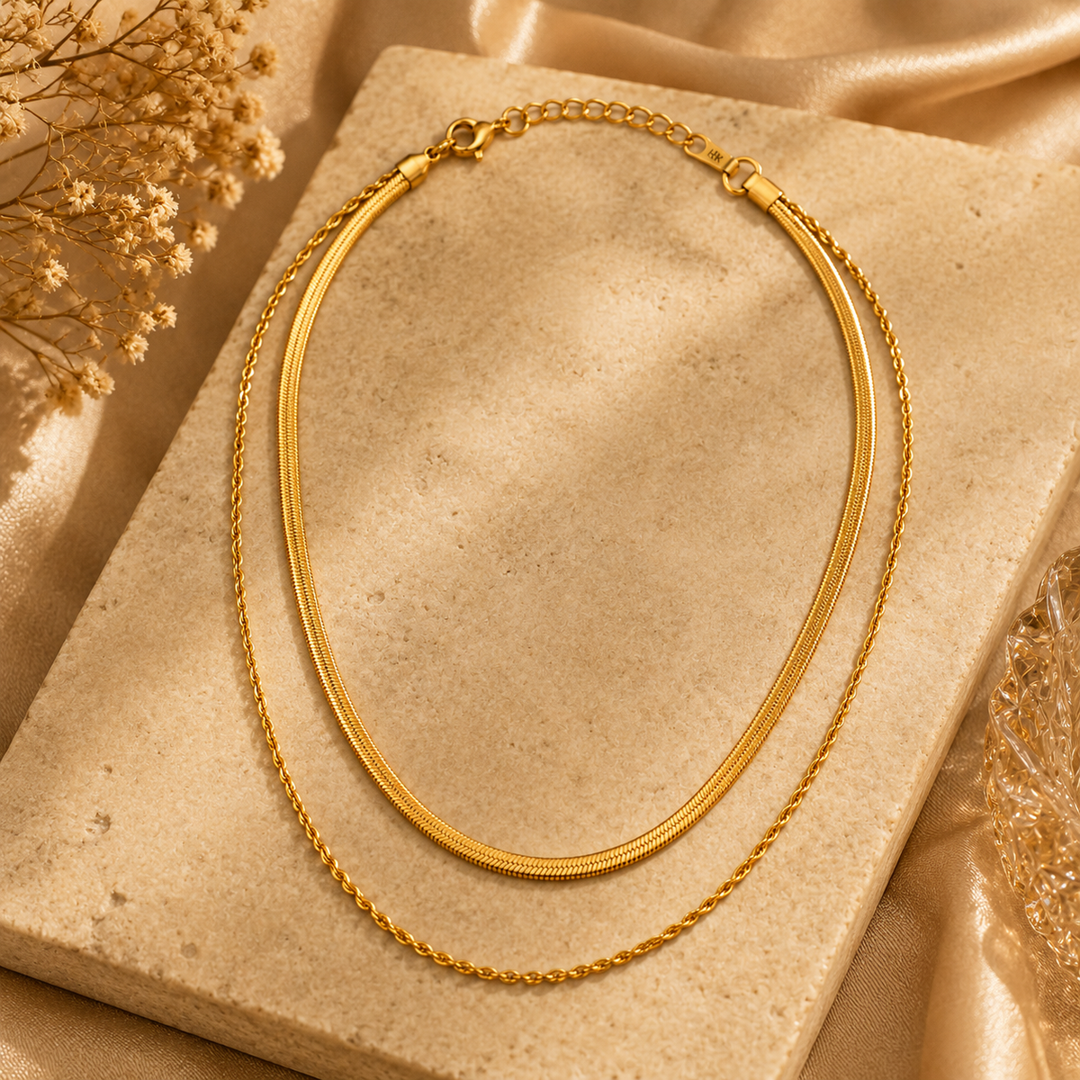 Drape SNAKE & ROPE LAYERED Necklace | Gold-Tone - For Women | Includes: Necklace