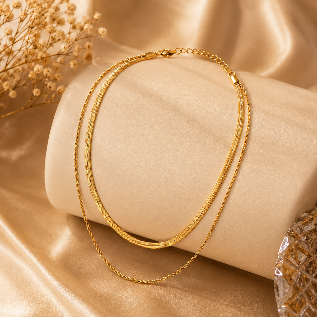 Drape SNAKE & ROPE LAYERED Necklace | Gold-Tone - For Women | Includes: Necklace