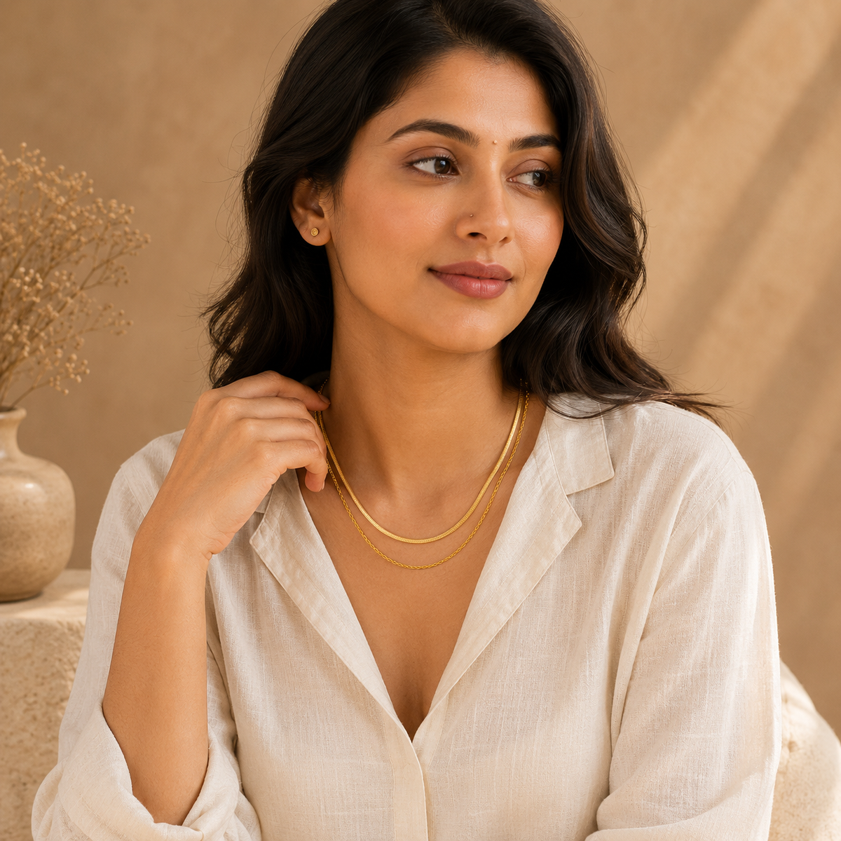 Drape SNAKE & ROPE LAYERED Necklace | Gold-Tone - For Women | Includes: Necklace