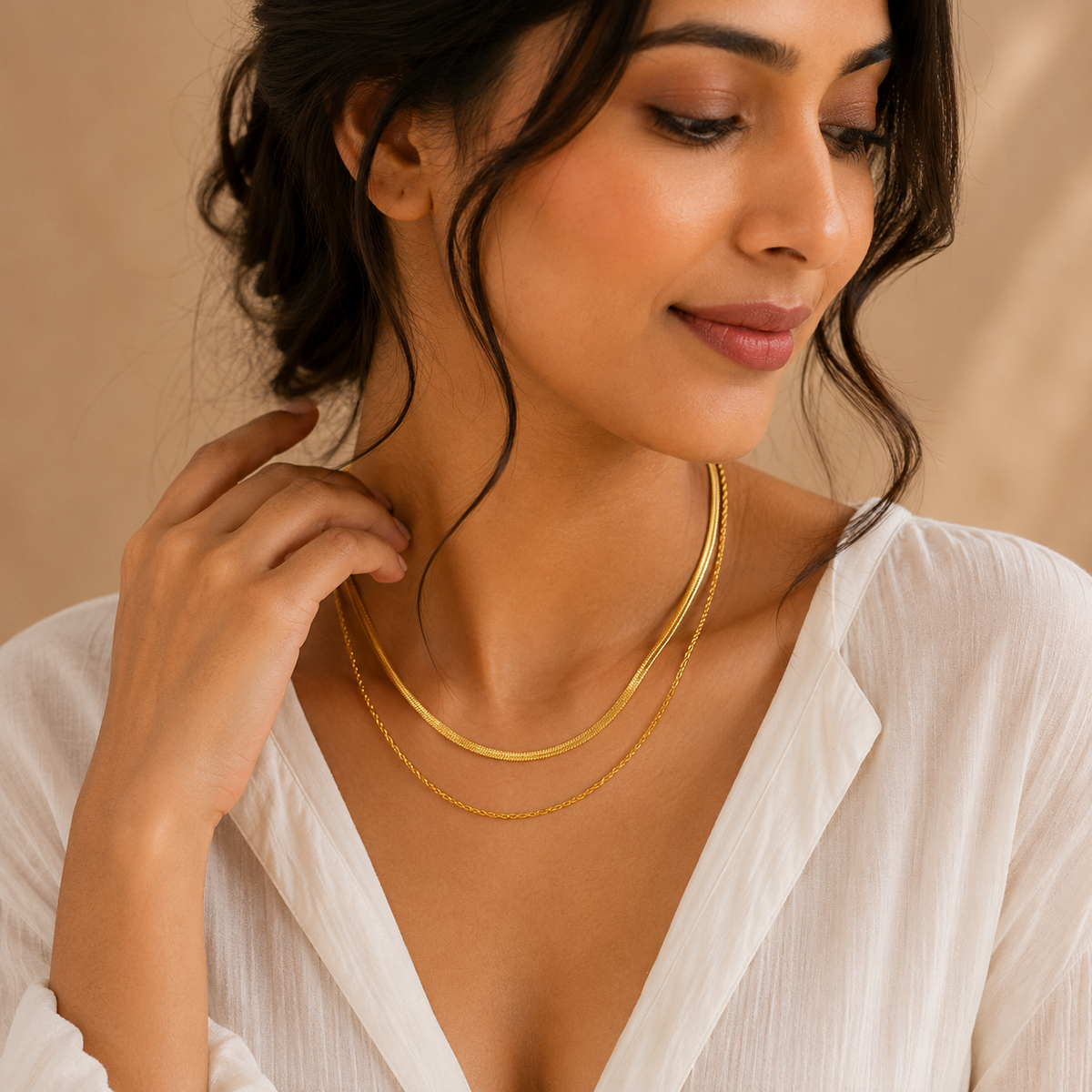 Drape SNAKE & ROPE LAYERED Necklace | Gold-Tone - For Women | Includes: Necklace