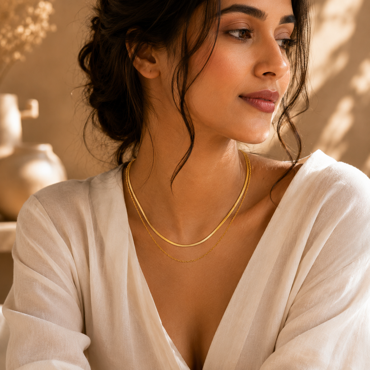 Drape SNAKE & ROPE LAYERED Necklace | Gold-Tone - For Women | Includes: Necklace
