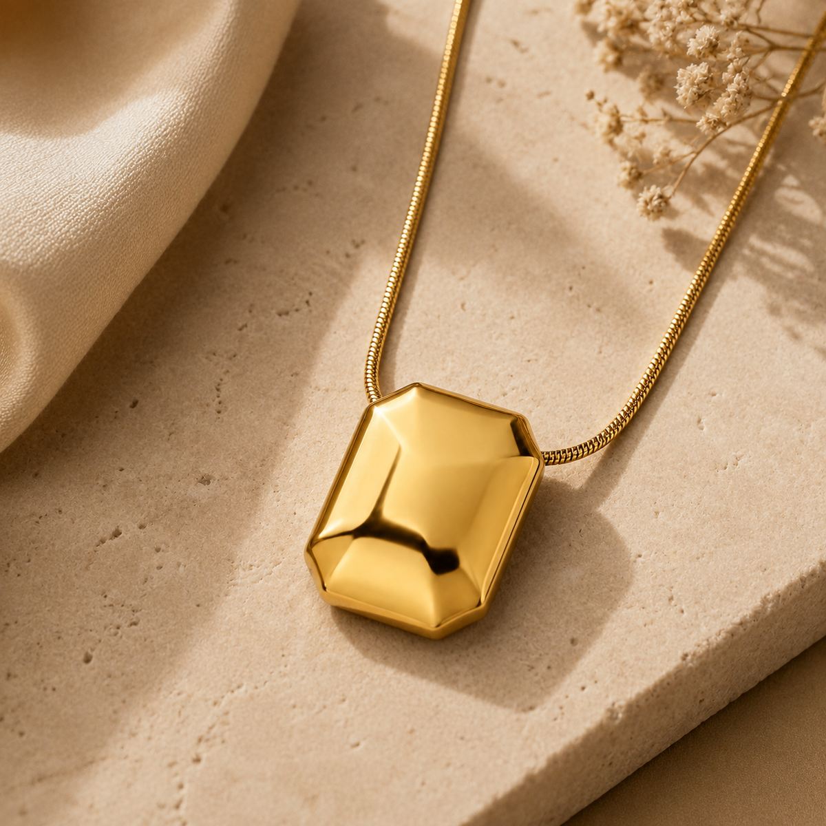 Facet BEVELLED OCTAGON Necklace | Gold-Tone - For Women | Includes: Necklace
