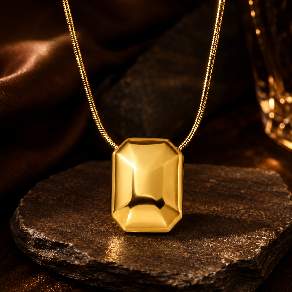Facet BEVELLED OCTAGON Necklace | Gold-Tone - For Women | Includes: Necklace