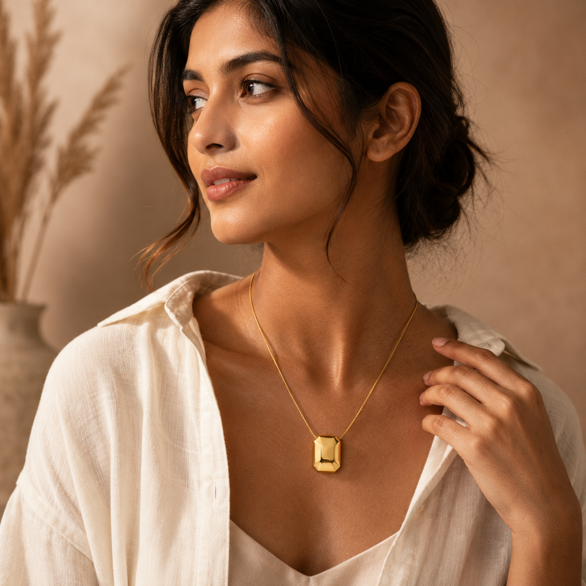Facet BEVELLED OCTAGON Necklace | Gold-Tone - For Women | Includes: Necklace