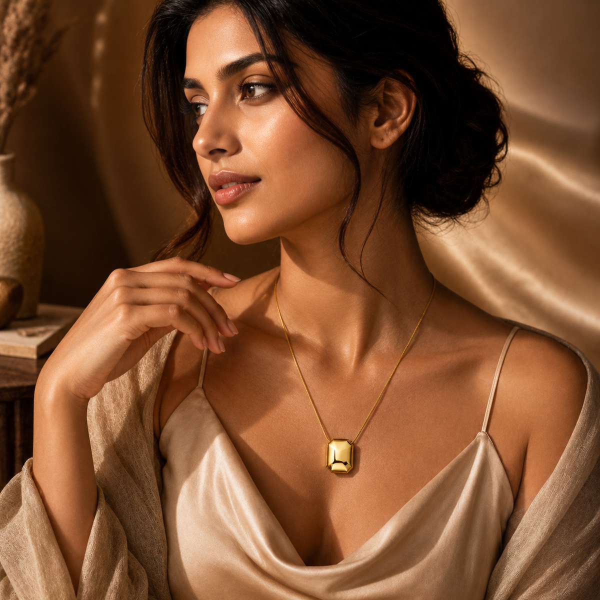 Facet BEVELLED OCTAGON Necklace | Gold-Tone - For Women | Includes: Necklace