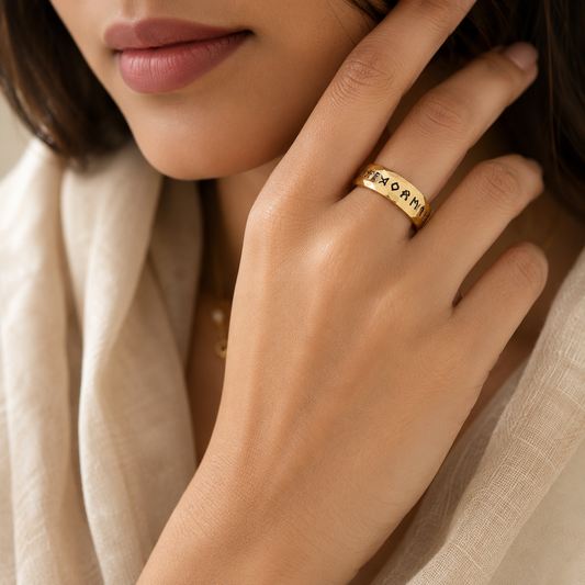 Viking Gothik Golden Ring | 18K Real Gold PVD Plated– For Women | Includes: Ring
