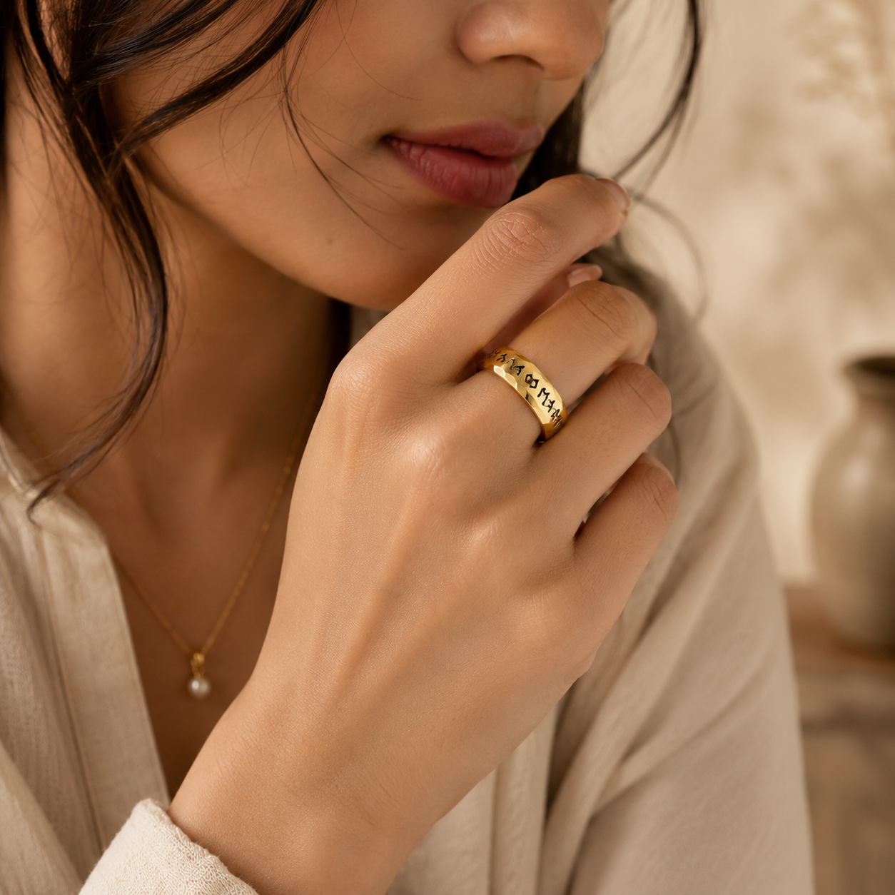 Viking Gothik Golden Ring | 18K Real Gold PVD Plated– For Women | Includes: Ring