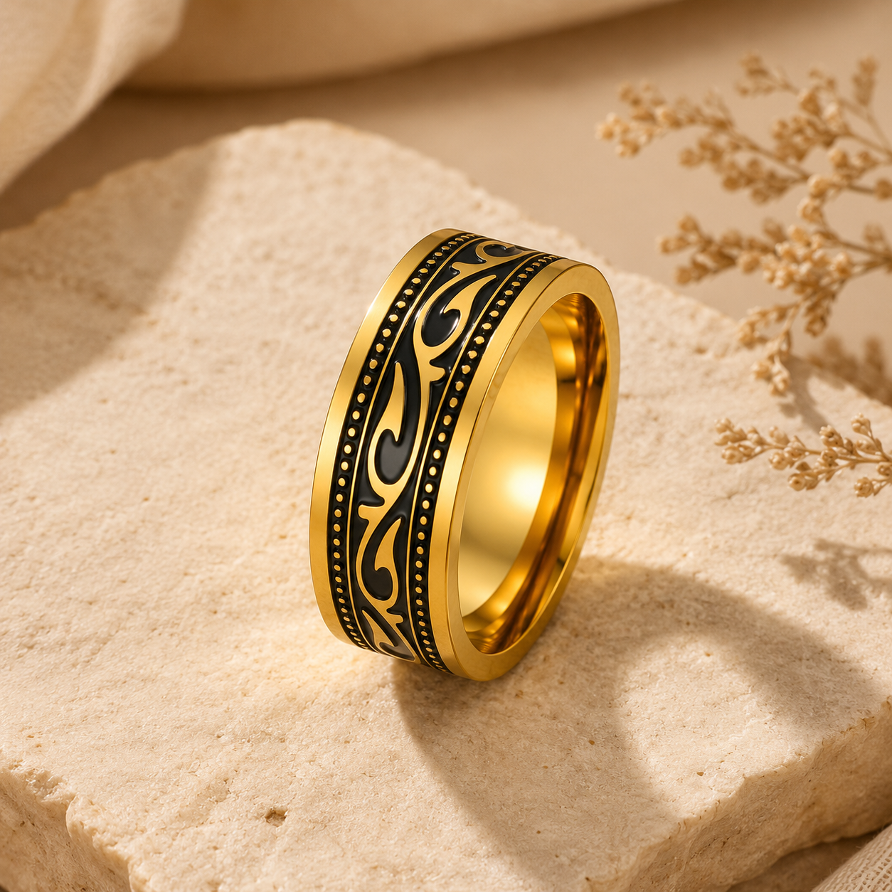 Ethnic Heritage Golden Ring | 18K Real Gold PVD Plated– For Women | Includes: Ring