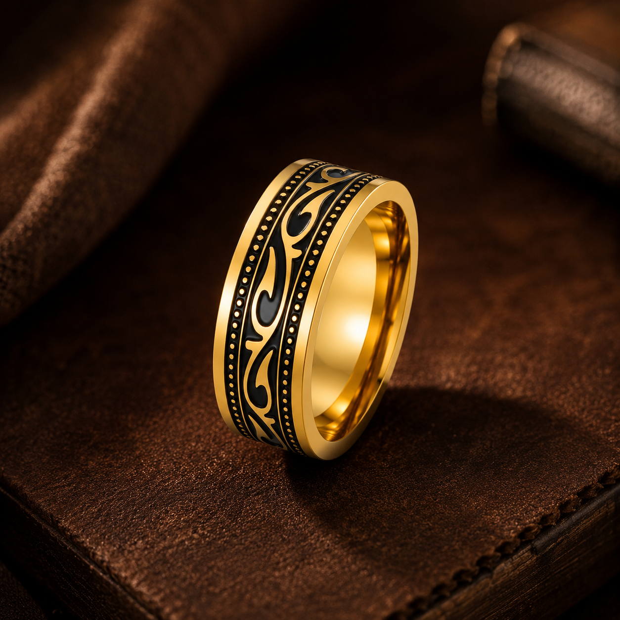 Ethnic Heritage Golden Ring | 18K Real Gold PVD Plated– For Women | Includes: Ring