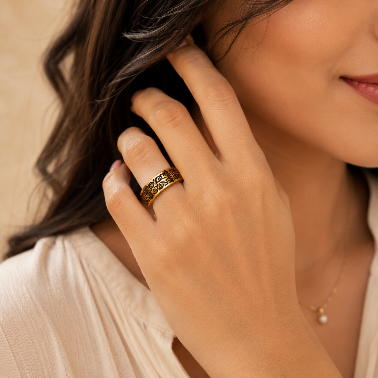 Evil Eye Protection Golden Ring | 18K Real Gold PVD Plated– For Women | Includes: Ring
