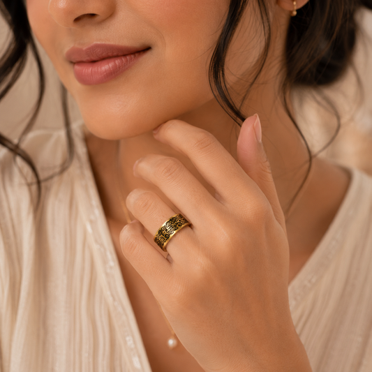 Evil Eye Protection Golden Ring | 18K Real Gold PVD Plated– For Women | Includes: Ring