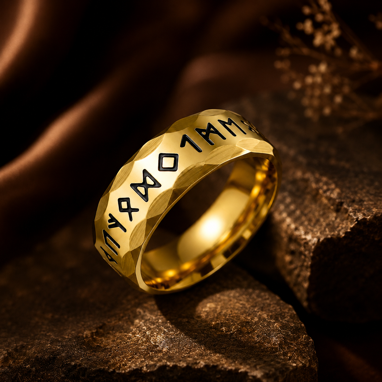 Viking Gothik Golden Ring | 18K Real Gold PVD Plated– For Women | Includes: Ring