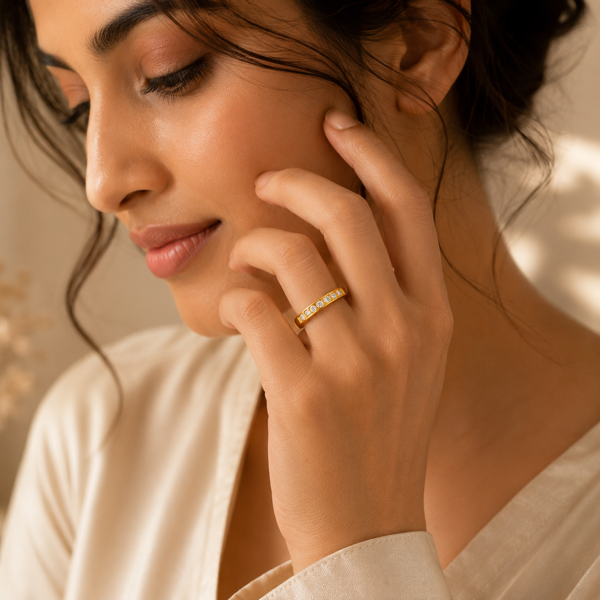 Tennis-Zircon Ultra Dainty Ring | 18K PVD Gold Plated- For Women | Includes: Ring