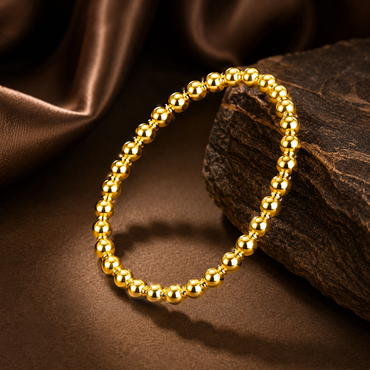 Bead Style Ultra Dainty Plain Golden Ring | 18K PVD Gold Plated- For Women | Includes: Ring