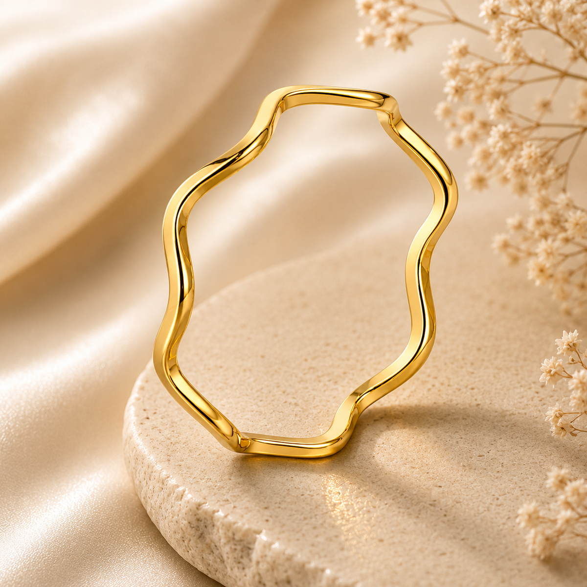 Wavy Ultra Dainty Ring | 18K PVD Gold Plated- For Women | Includes: Ring