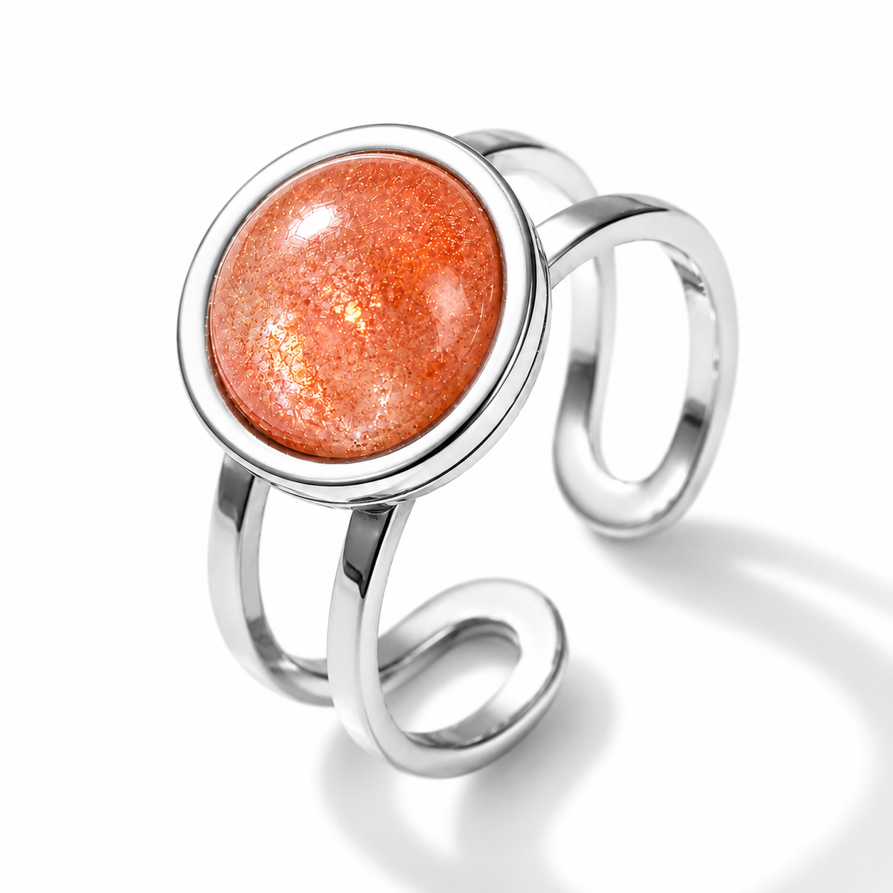 Adjustable Ring with Sunstone | Silver Plated -For Women | Includes: Ring