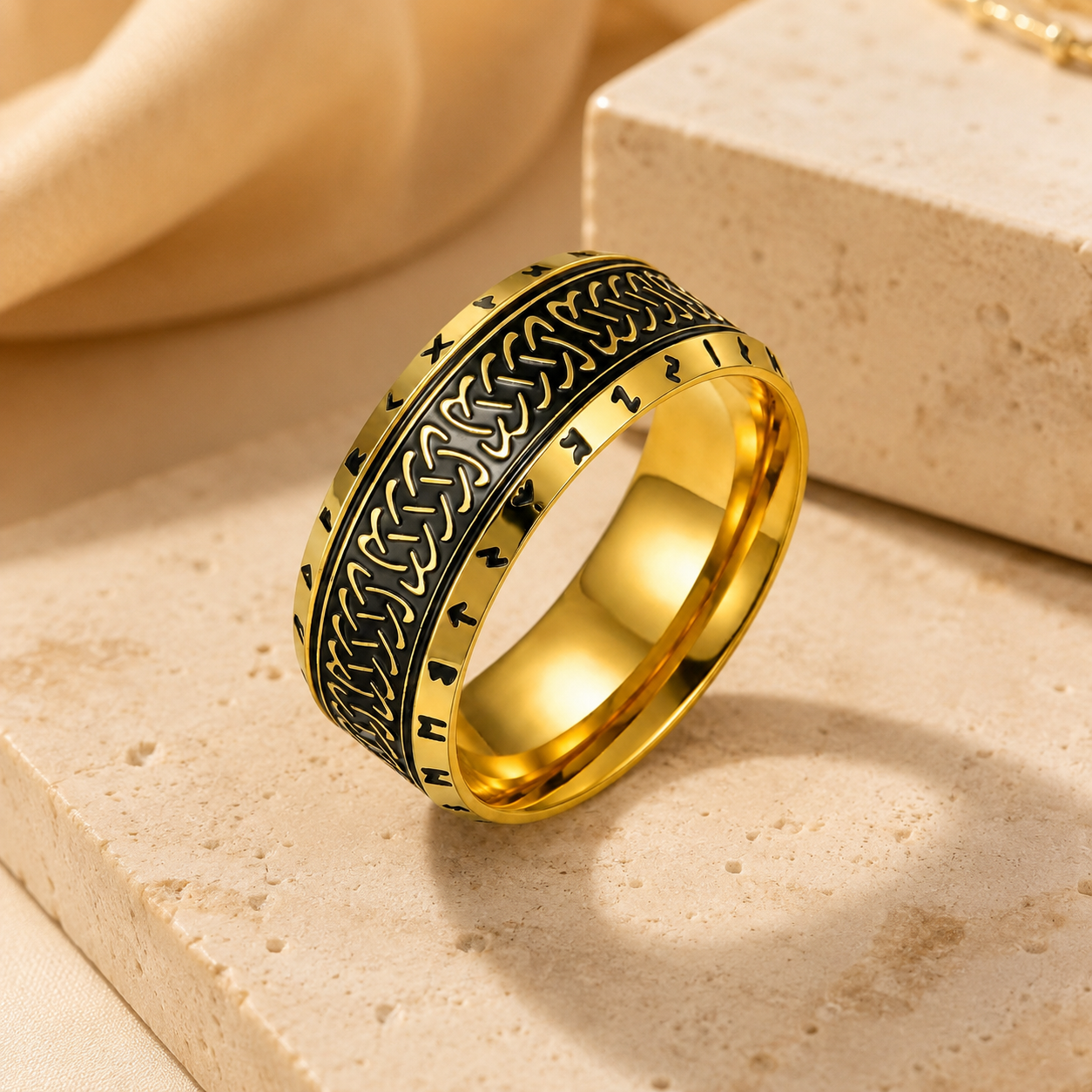 Ethnic Classic Golden Ring | 18K Real Gold PVD Plated– For Women | Includes: Ring