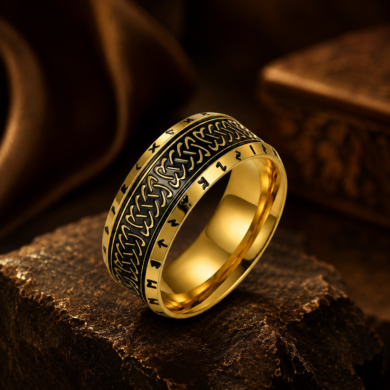 Ethnic Classic Golden Ring | 18K Real Gold PVD Plated– For Women | Includes: Ring