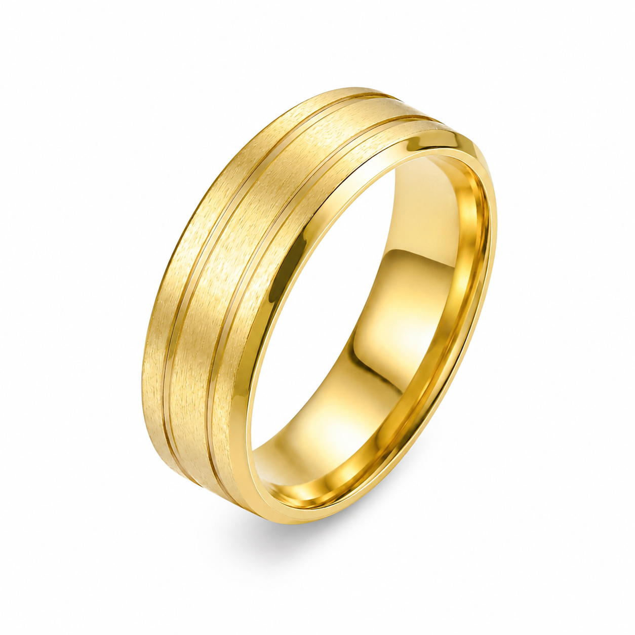 Dual Line Classic Golden Ring | 18K Real Gold PVD Plated– For Women | Includes: Ring