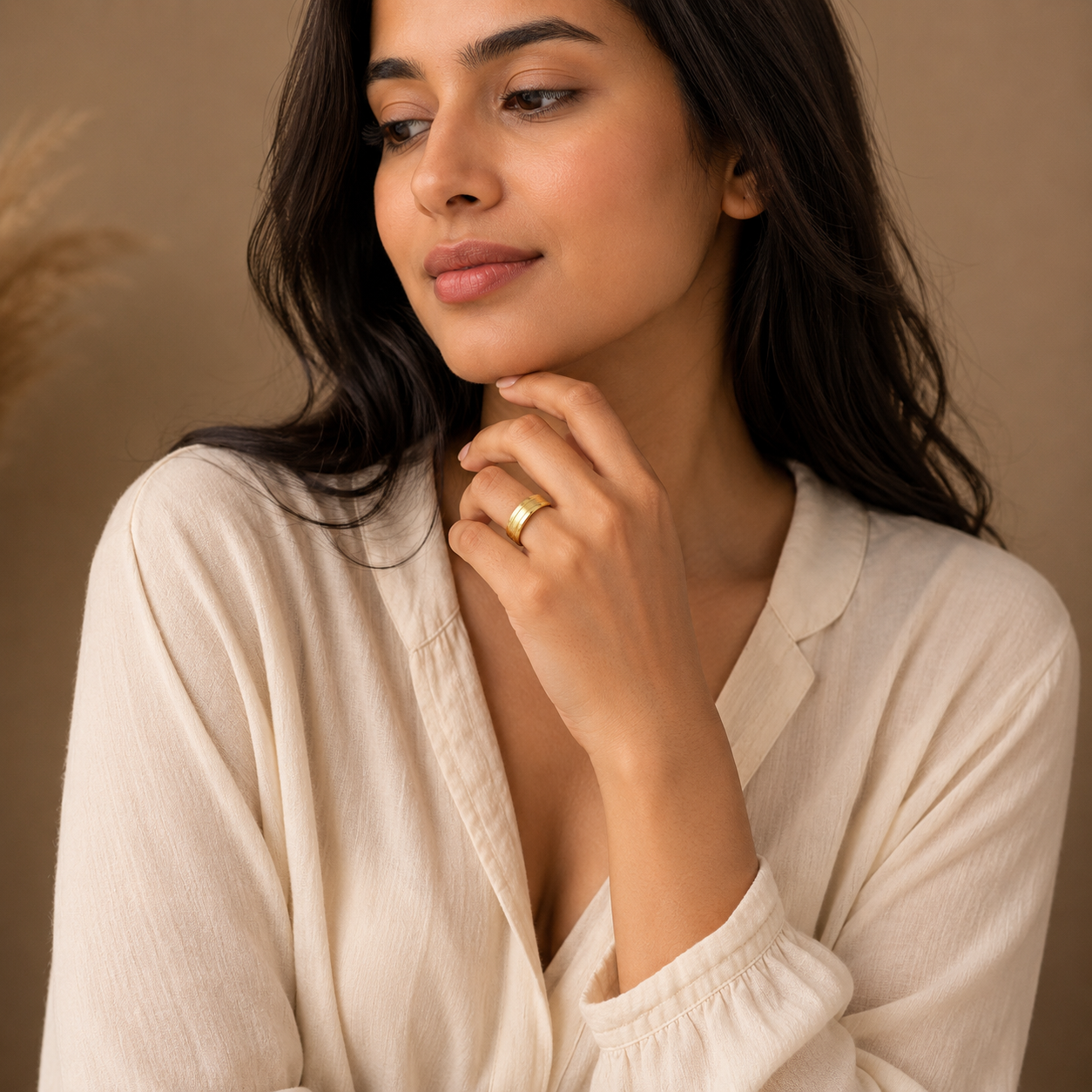 Dual Line Classic Golden Ring | 18K Real Gold PVD Plated– For Women | Includes: Ring