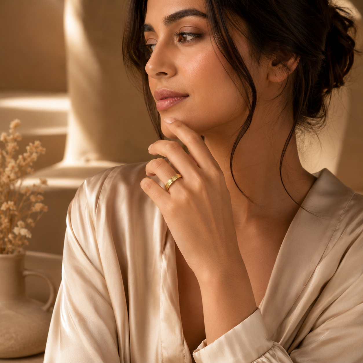 Dual Line Classic Golden Ring | 18K Real Gold PVD Plated– For Women | Includes: Ring