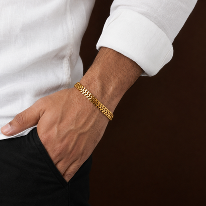 Modern Weaved Flexi Golden 6MM Steel Bracelet | 18K PVD Gold Plated- For Men | Includes: Bracelet