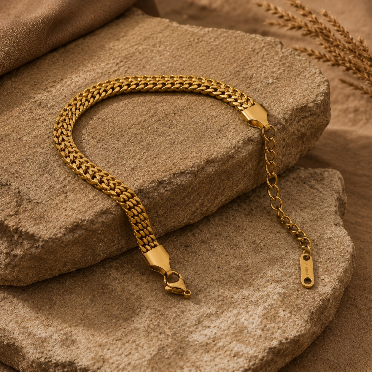 Modern Weaved Flexi Golden 6MM Steel Bracelet | 18K PVD Gold Plated- For Men | Includes: Bracelet