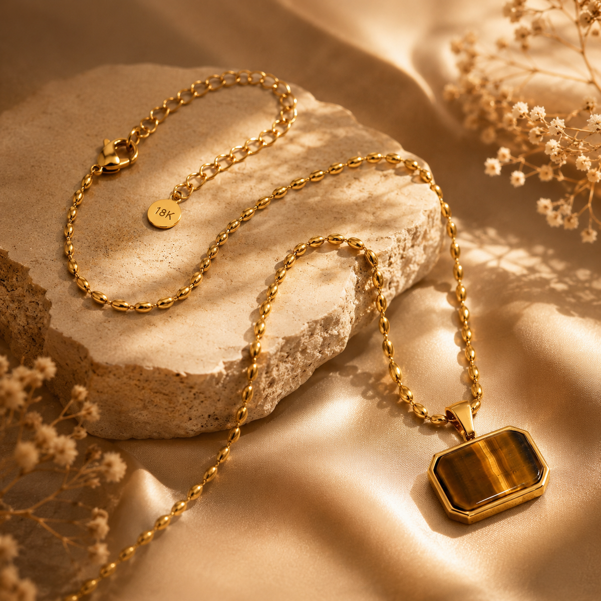 Ember Golden Brown RECTANGLE Necklace | Gold-Tone - For Women | Includes: Necklace