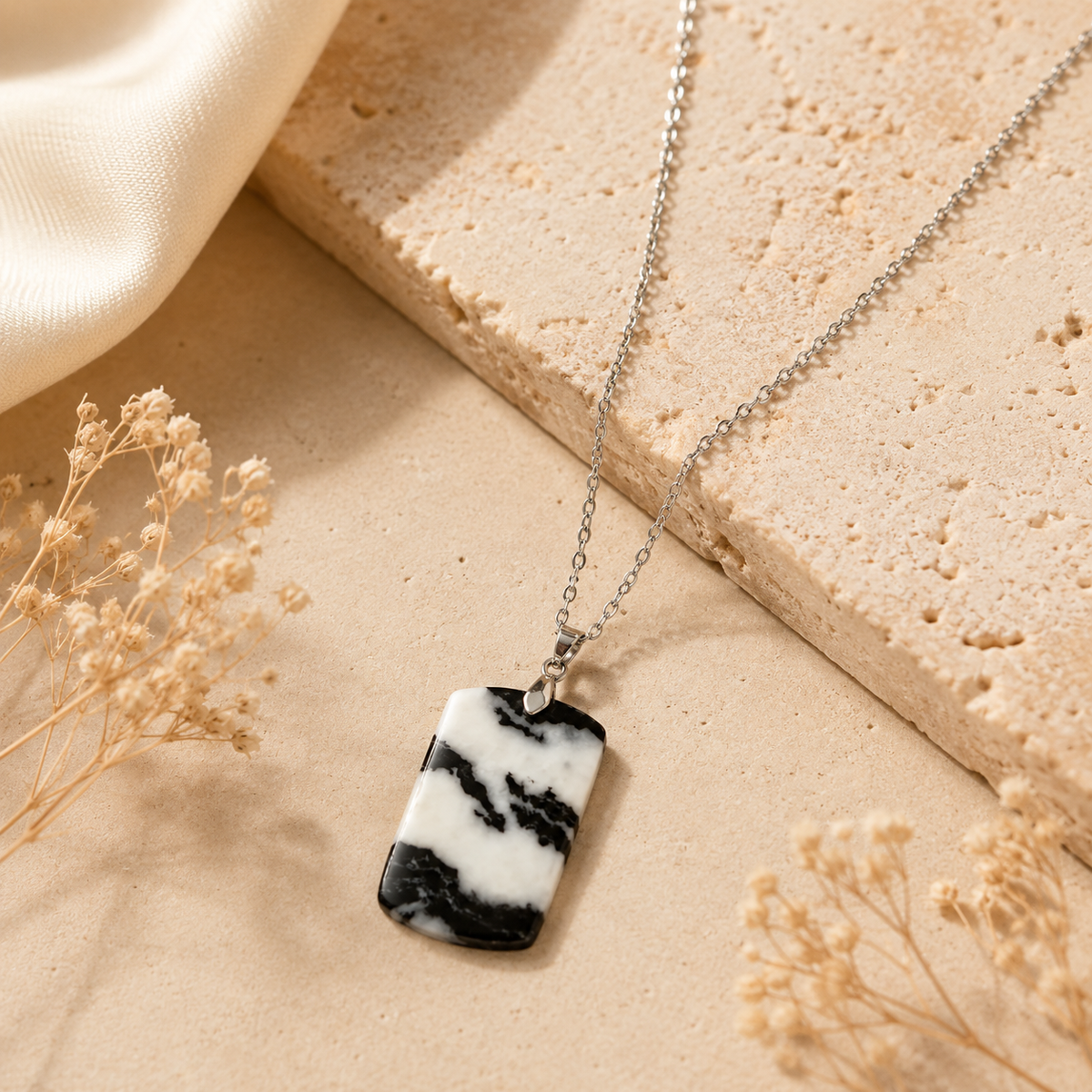 Monochrome Black & White BOLD Necklace | Silver-Tone - For Women | Includes: Necklace