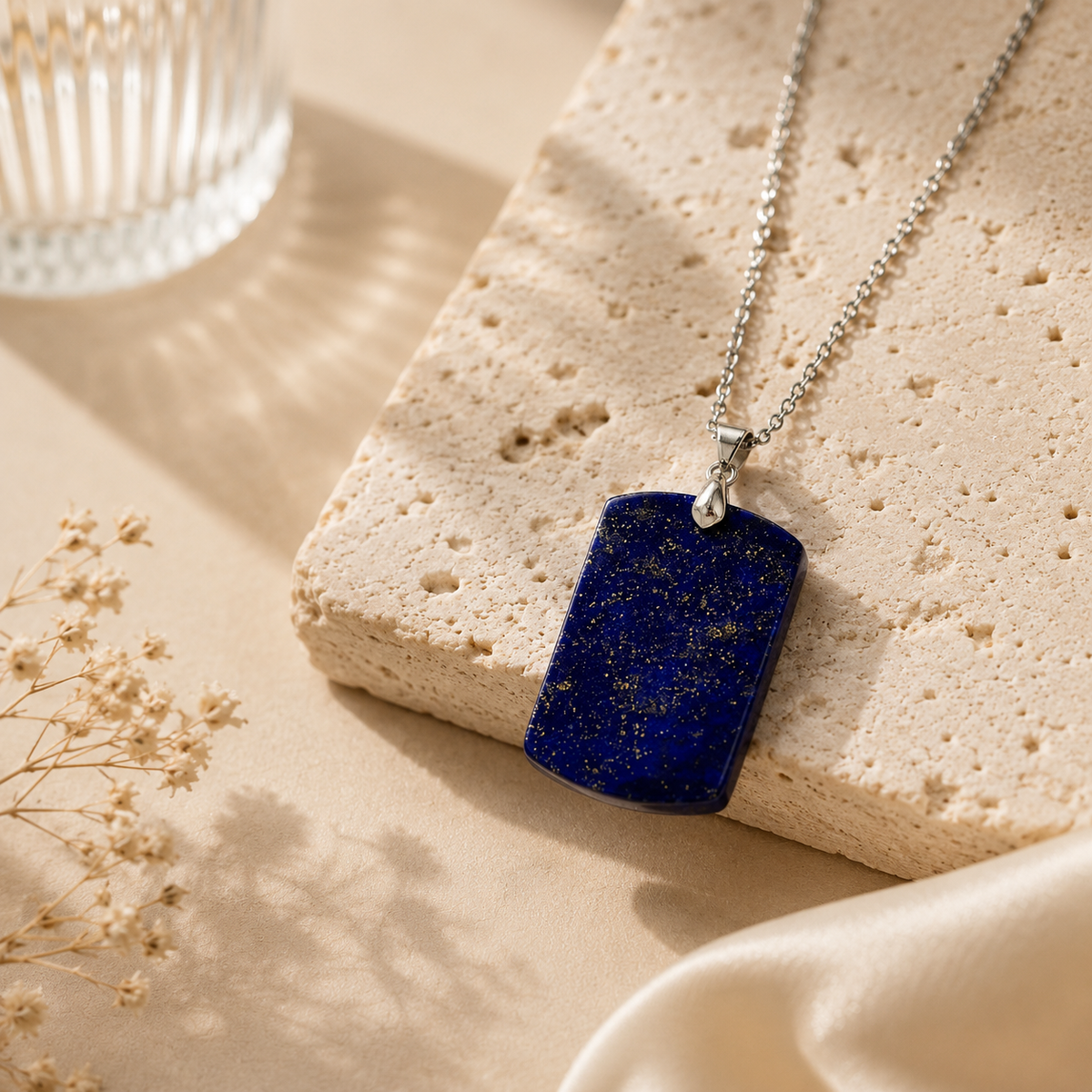 Wisdom Lapis Lazuli REAL Stone BOLD Necklace | Stainless Steel - For Women | Includes: Necklace