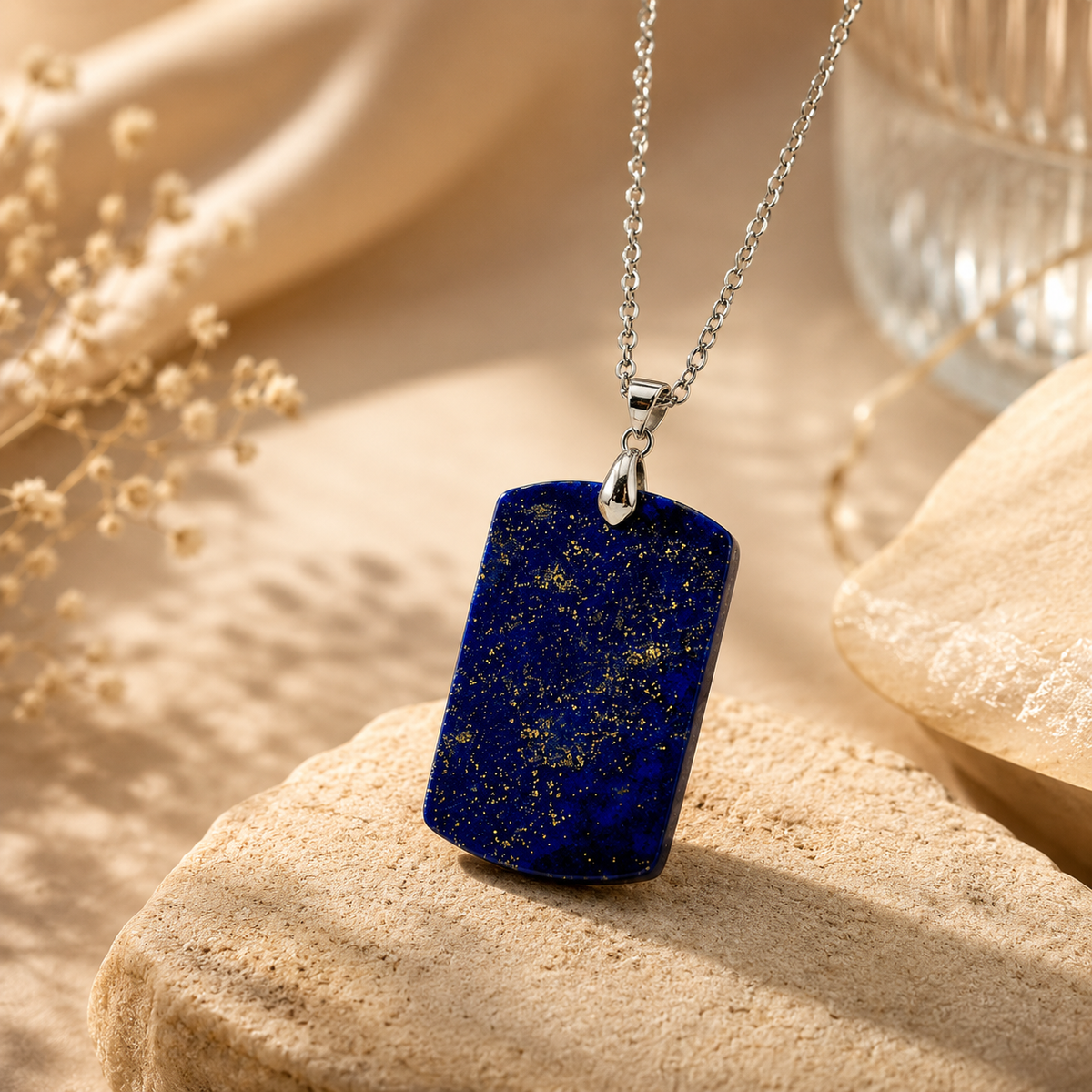 Wisdom Lapis Lazuli REAL Stone BOLD Necklace | Stainless Steel - For Women | Includes: Necklace