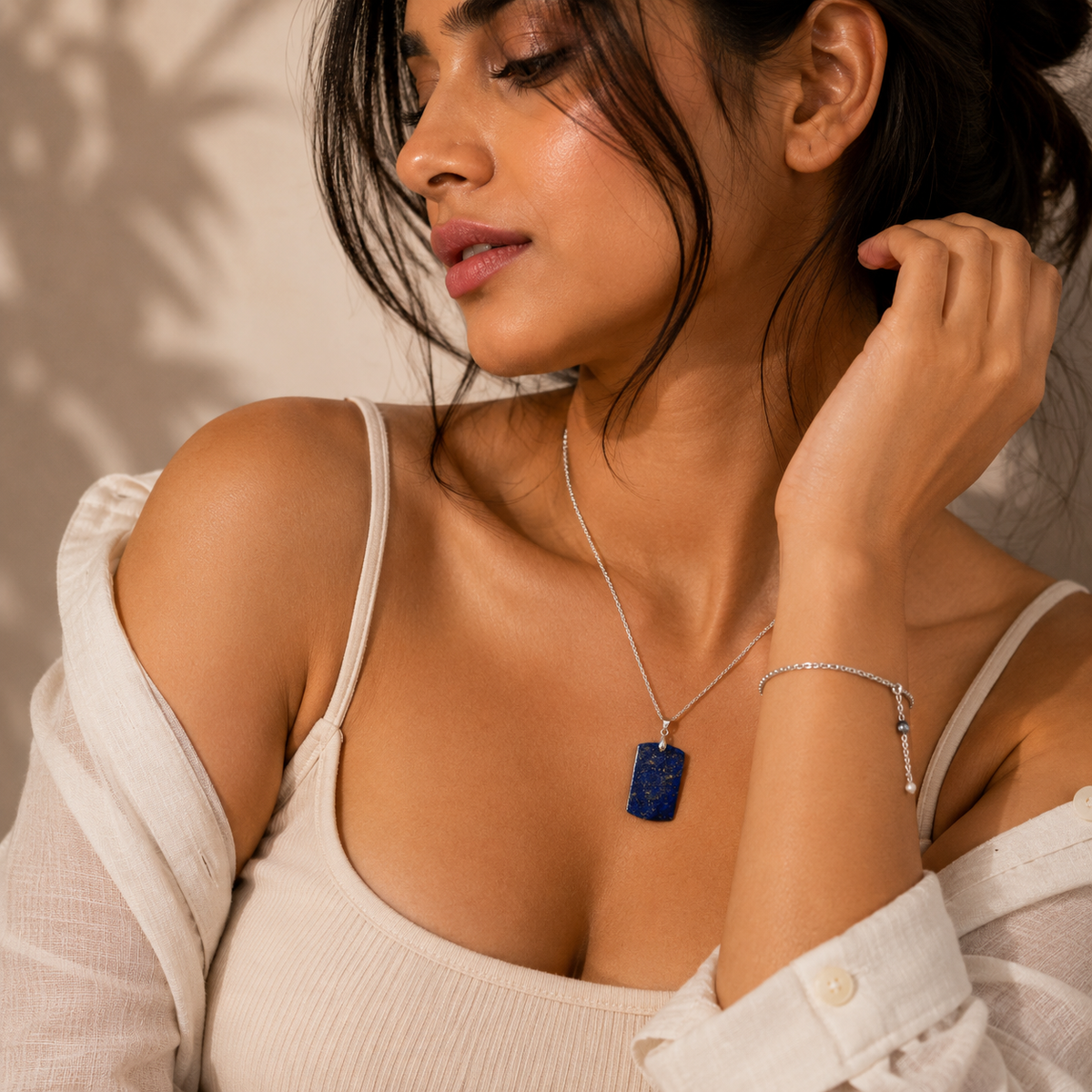 Wisdom Lapis Lazuli REAL Stone BOLD Necklace | Stainless Steel - For Women | Includes: Necklace