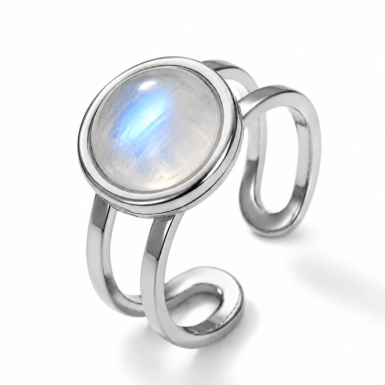 Adjustable Ring with White Quartz Stone| Silver Plated -For Women | Includes: Ring