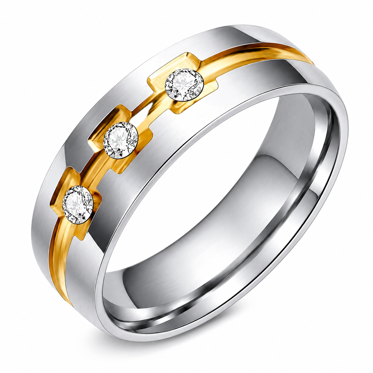Multi Zircon Titanium Steel Ring | 18K Real Gold PVD Plated– For Women | Includes: Ring