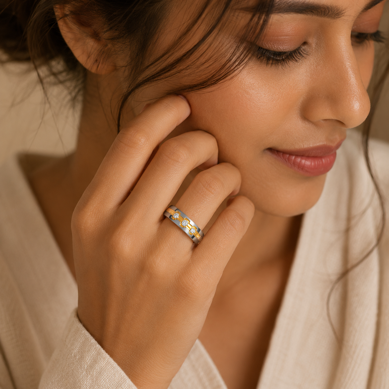 Multi Zircon Titanium Steel Ring | 18K Real Gold PVD Plated– For Women | Includes: Ring