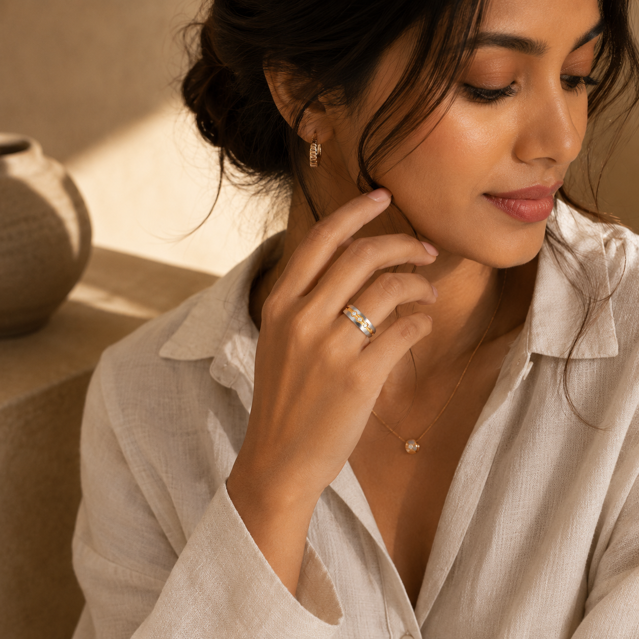 Multi Zircon Titanium Steel Ring | 18K Real Gold PVD Plated– For Women | Includes: Ring