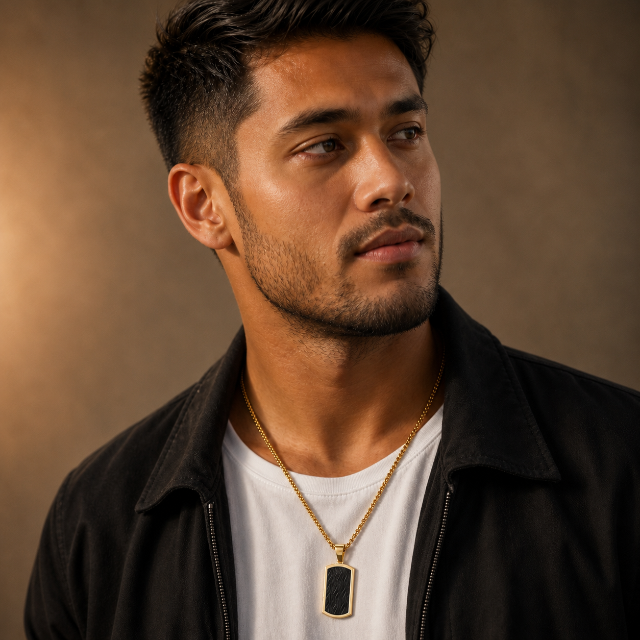 Ultra Posh Black Textured Golden Necklace | 18K PVD REAL Gold Plated- For Men| Includes: Necklace