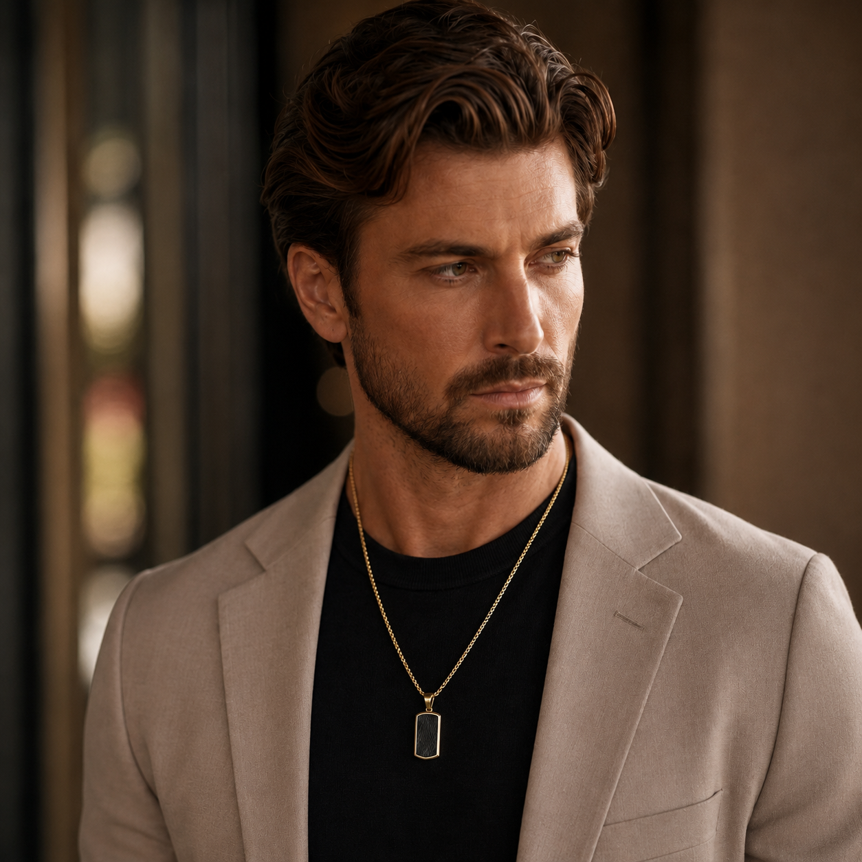 Ultra Posh Black Textured Golden Necklace | 18K PVD REAL Gold Plated- For Men| Includes: Necklace