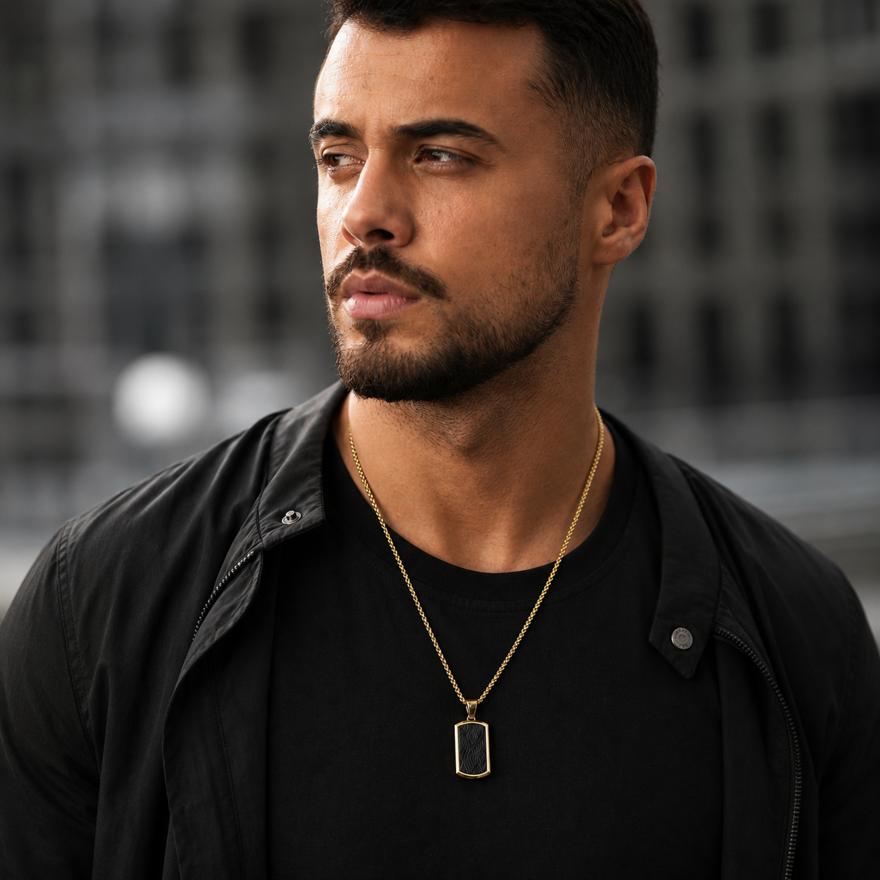 Ultra Posh Black Textured Golden Necklace | 18K PVD REAL Gold Plated- For Men| Includes: Necklace