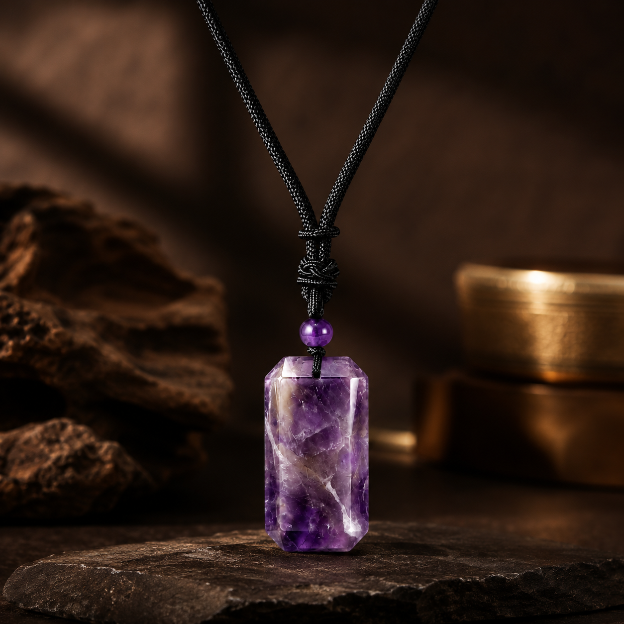 BOLD GenZ Real Amethyst Stone Necklace | Natural Stone- For Men| Includes: Necklace