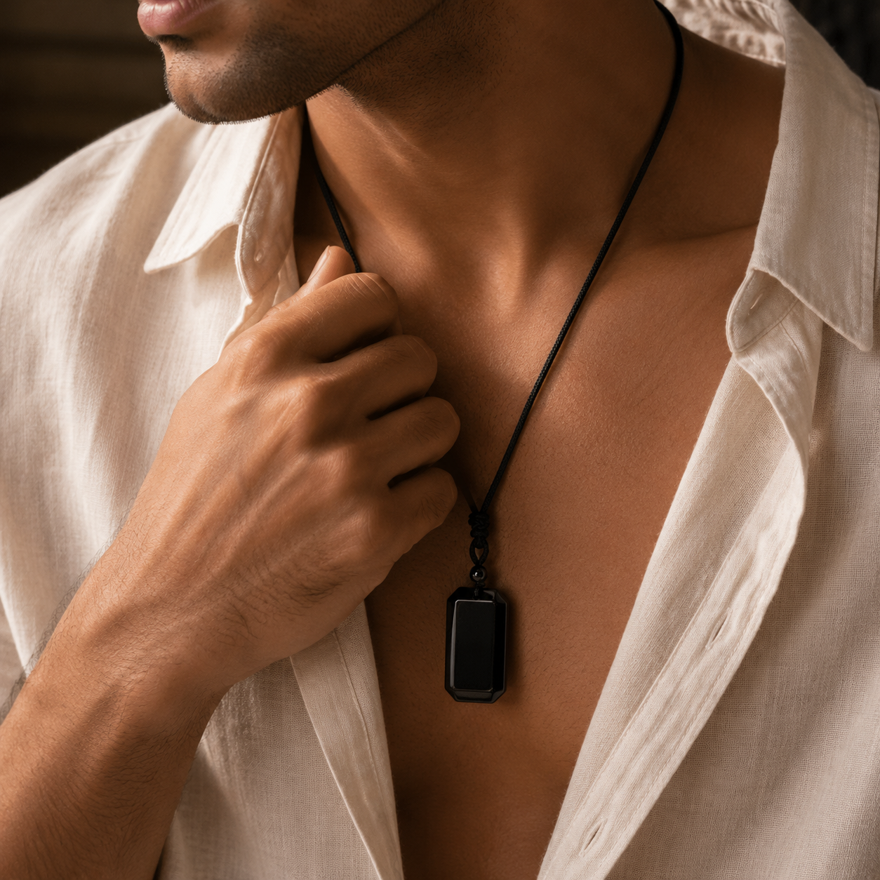 BOLD GenZ Real Black Onyx Stone Necklace | Natural Stone- For Men| Includes: Necklace