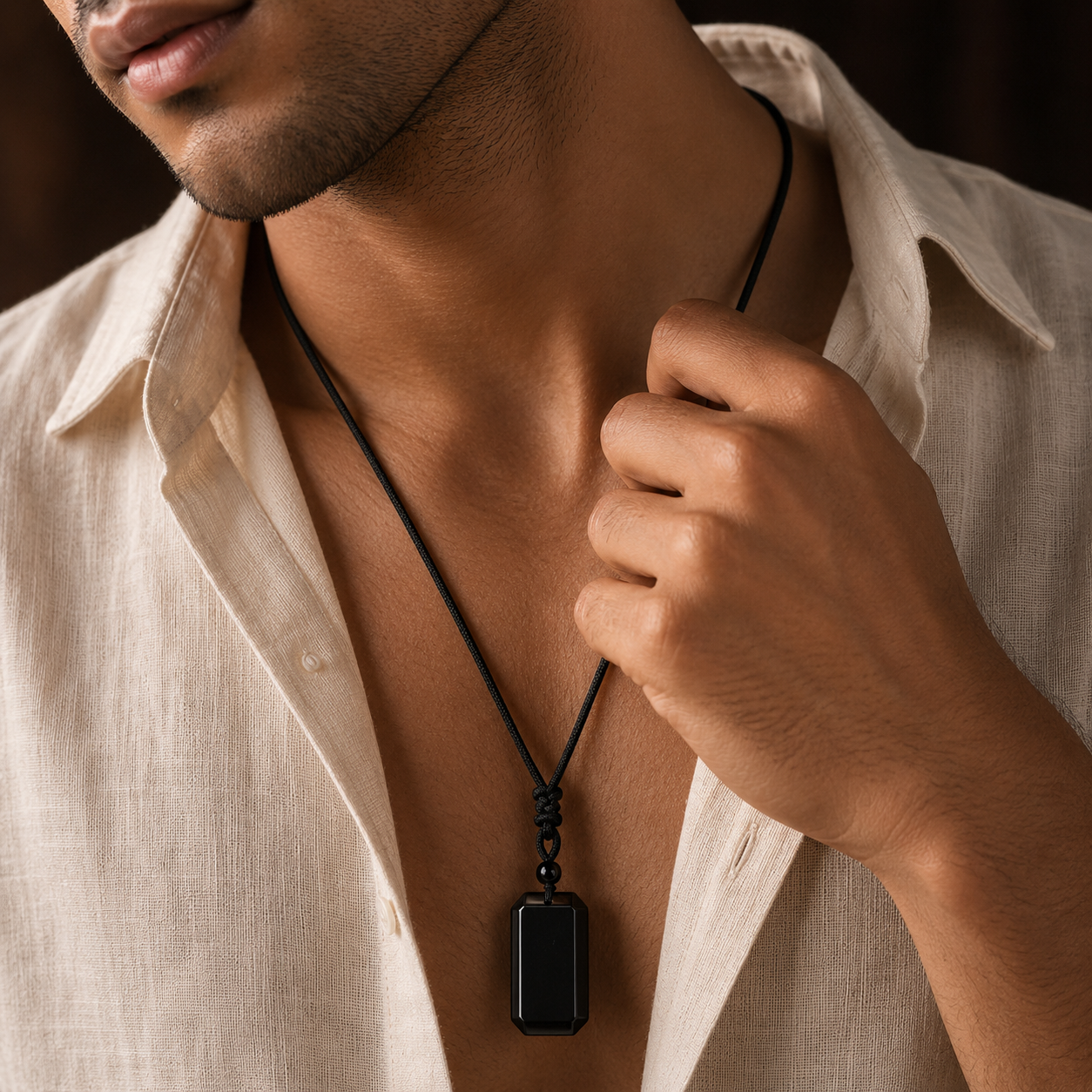 BOLD GenZ Real Black Onyx Stone Necklace | Natural Stone- For Men| Includes: Necklace