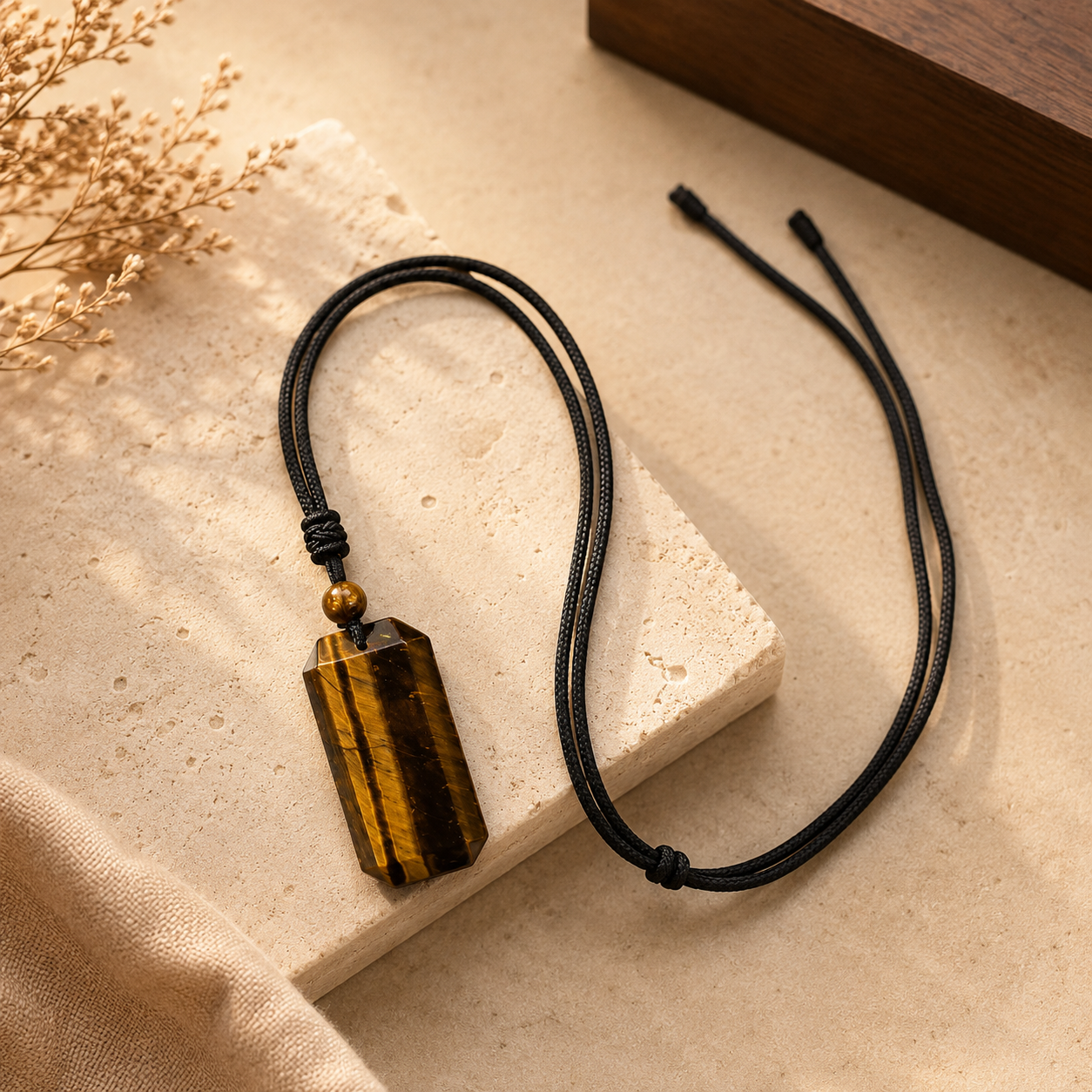 BOLD GenZ Real Tiger Eye Stone Necklace | Natural Stone- For Men| Includes: Necklace