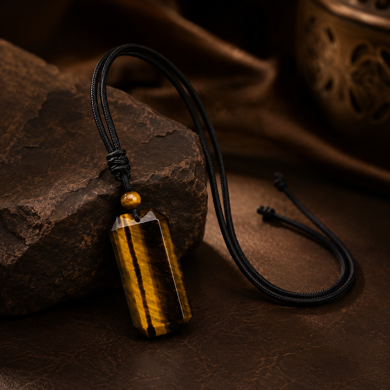 BOLD GenZ Real Tiger Eye Stone Necklace | Natural Stone- For Men| Includes: Necklace