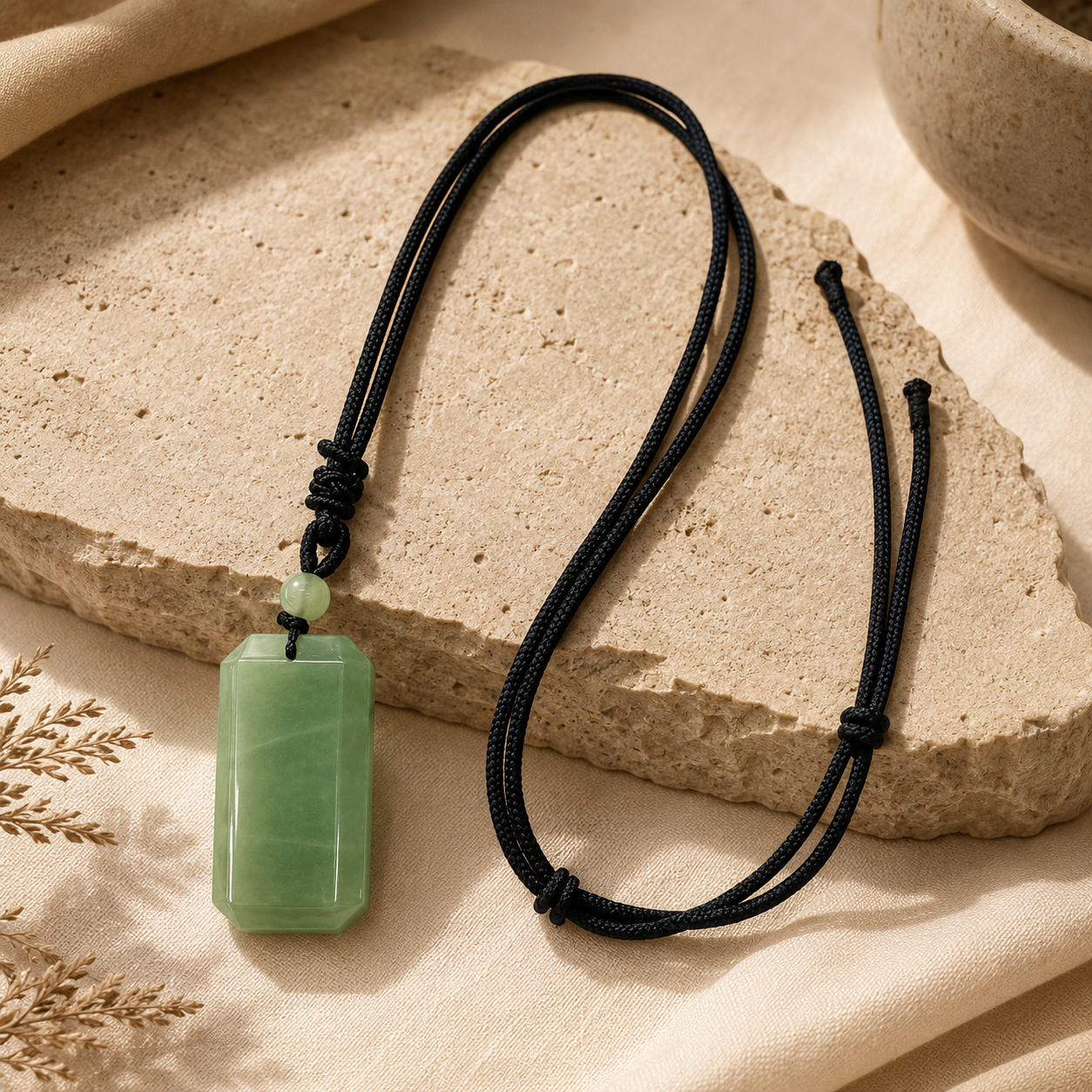 BOLD GenZ Real Green Jade Stone Necklace | Natural Stone- For Men| Includes: Necklace